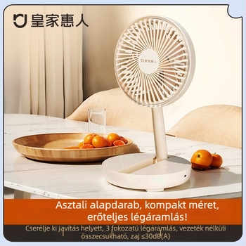 Hordozható USB-asztali ventilátor beépített akkumulátorral, 5 lapát, 3 fokozat