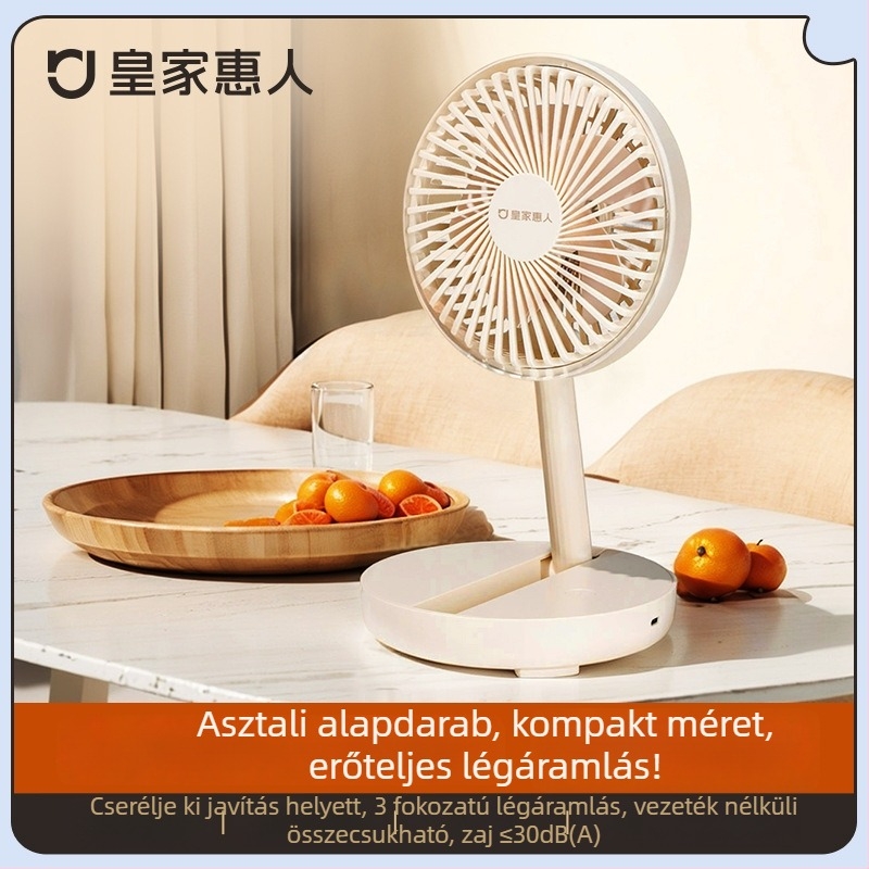 Hordozható USB-asztali ventilátor beépített akkumulátorral, 5 lapát, 3 fokozat