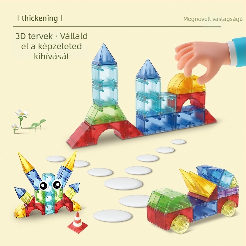 Dig mágneses építőblokkok – ABS DIY 3D puzzle, 0–3 éveseknek