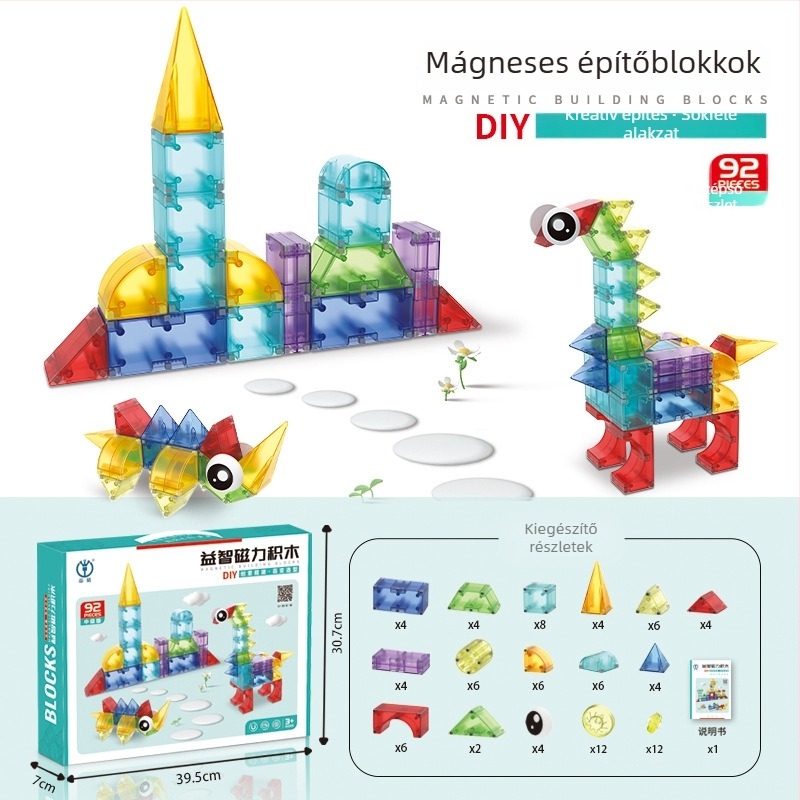 Dig mágneses építőblokkok – ABS DIY 3D puzzle, 0–3 éveseknek