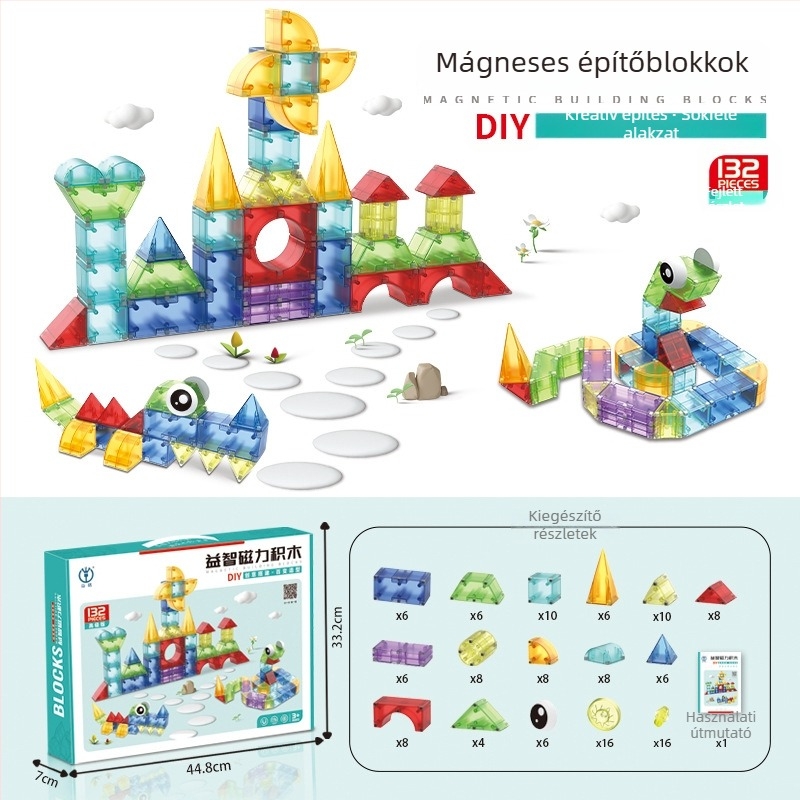 Dig mágneses építőblokkok – ABS DIY 3D puzzle, 0–3 éveseknek