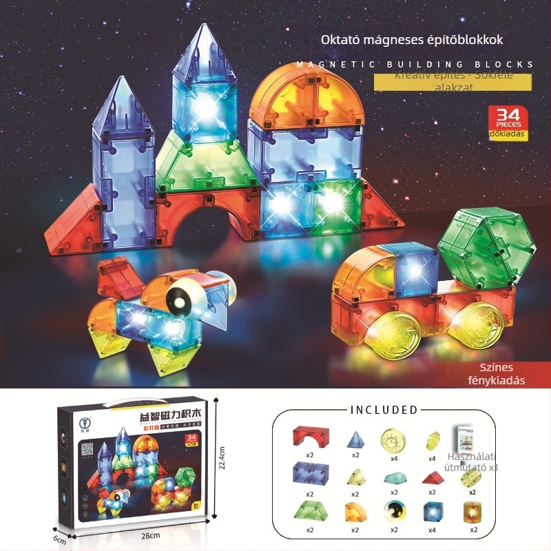 Dig mágneses építőblokkok – ABS DIY 3D puzzle, 0–3 éveseknek