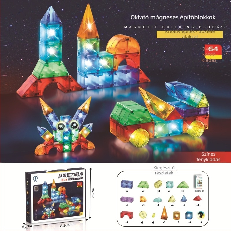 Dig mágneses építőblokkok – ABS DIY 3D puzzle, 0–3 éveseknek