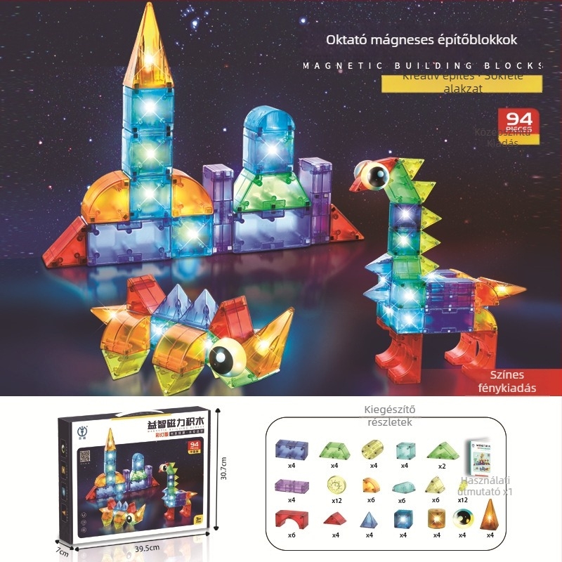 Dig mágneses építőblokkok – ABS DIY 3D puzzle, 0–3 éveseknek