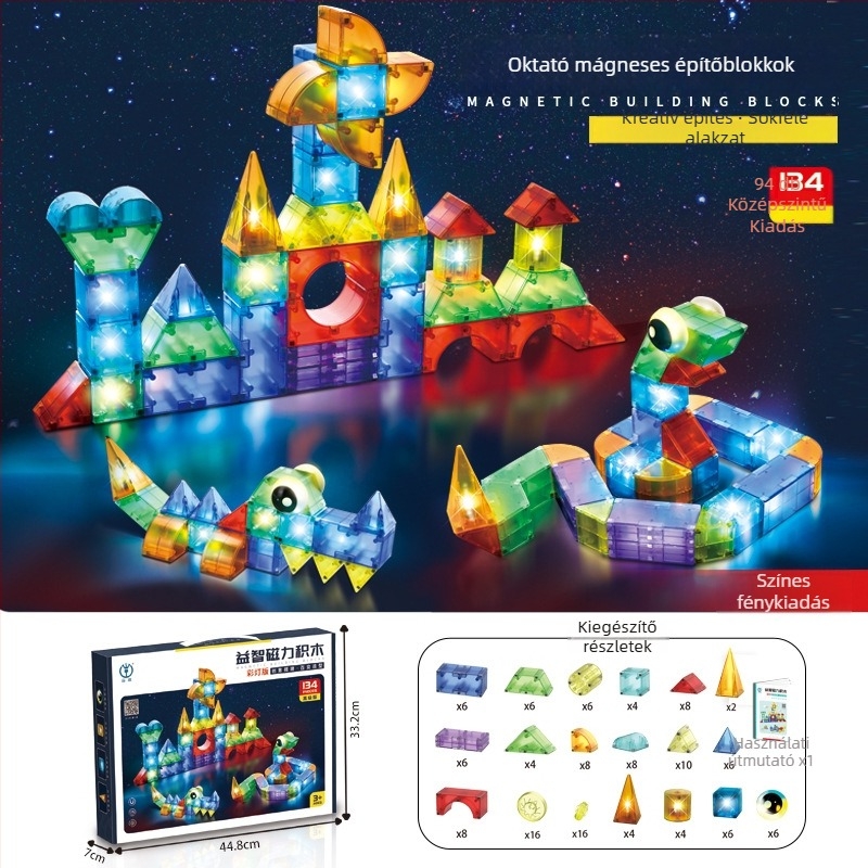 Dig mágneses építőblokkok – ABS DIY 3D puzzle, 0–3 éveseknek