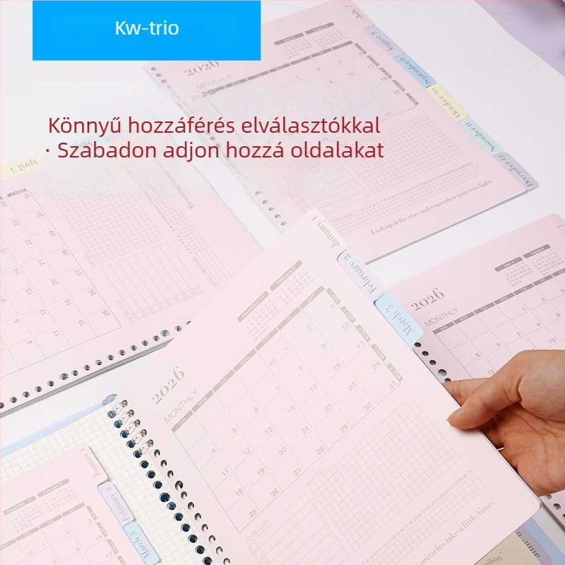 Gy-a4 Plan 2026 naptár szabad levéllel, 13 lap, dupla offset papír, Kw-trio Kedeyou