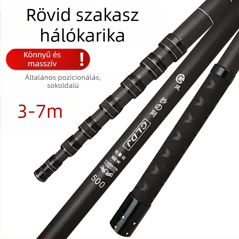 Karbonszálas teleszkópos merítőpálca, 7 szakasz, 480 g, nehéz és megerősített kivitel