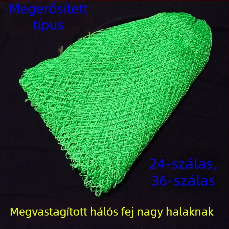 Cián színű nylon halászháló vastag kötéllel és kis szemmel; elérhető 24/36/45 szálú nylon vezetékek nagyobb halakhoz