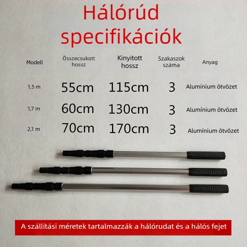 Összecsukható alumínium ötvözetből készült horgász hálófej