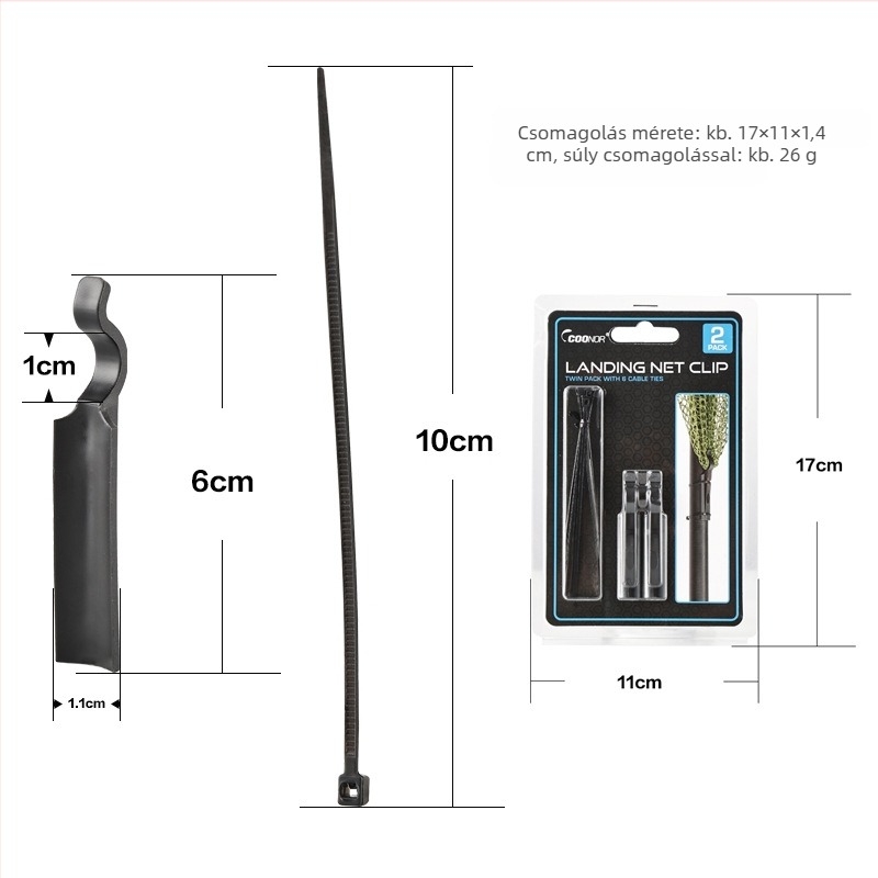 Coolno NC67478 Landing Net – Fixed Hook, Net Bag, Storage