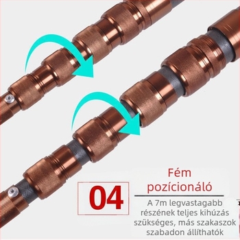 Szénszálas halászhálóbot, teleszkópos, modell 04