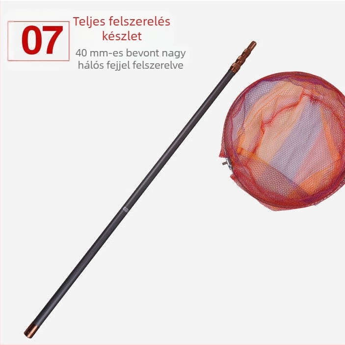 Szénszálas halászhálóbot, teleszkópos, modell 04