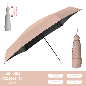 Ultra-light összecsukható esernyő üvegszálas merevítőkkel, ABS fogantyúval, vinil bevonatú szövet, manuális nyitás és zárás, UV 50+ védelem