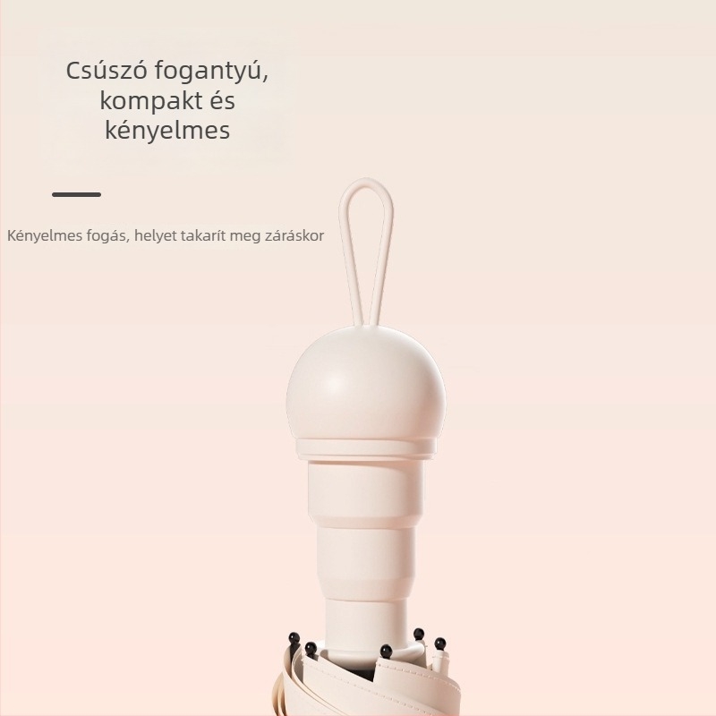 Ultra-light összecsukható esernyő üvegszálas merevítőkkel, ABS fogantyúval, vinil bevonatú szövet, manuális nyitás és zárás, UV 50+ védelem