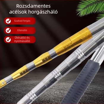Rozsdamentes acél forgó fejű hálózati rúd, kibővíthető, halászathoz és gyümölcsszedéshez — anyag: rozsdamentes acél; tömeg: 1; csomópontok: 5–10; kibővíthető: igen