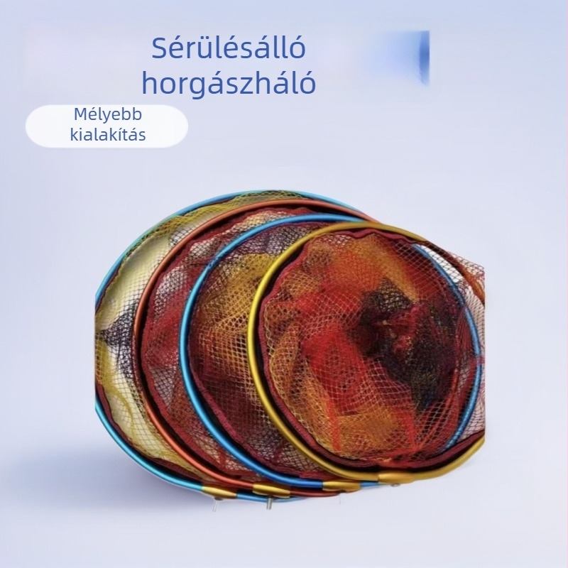 Alumínium ötvözetből készült halászati hálófej mély zsebbel, gumírozott nejlon hálóval, gyorsan száradó, karcolás elleni zseb a horgok számára — Modell 0589