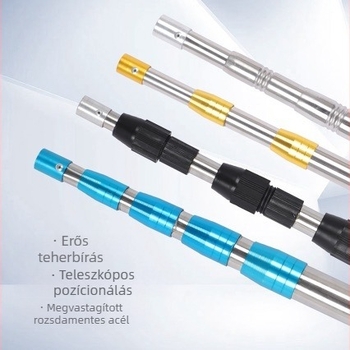 Teleszkópos rozsdamentes acél hálónyél, állítható hosszúságú, 3–5 szakasz, 0,25 kg