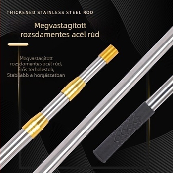 Teleszkópos rozsdamentes acél hálónyél, állítható hosszúságú, 3–5 szakasz, 0,25 kg