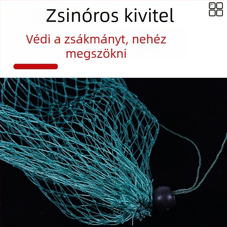 Egyszerű hálótáska lapos aljával, 4-szálas gumírozott kötéllel és csattal