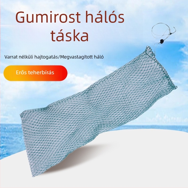 Egyszerű hálótáska lapos aljával, 4-szálas gumírozott kötéllel és csattal