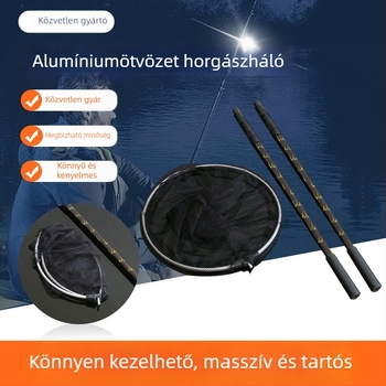 Alumíniumötvözetes horgász hálóbot hálófejjel, teleszkópos kivitelben