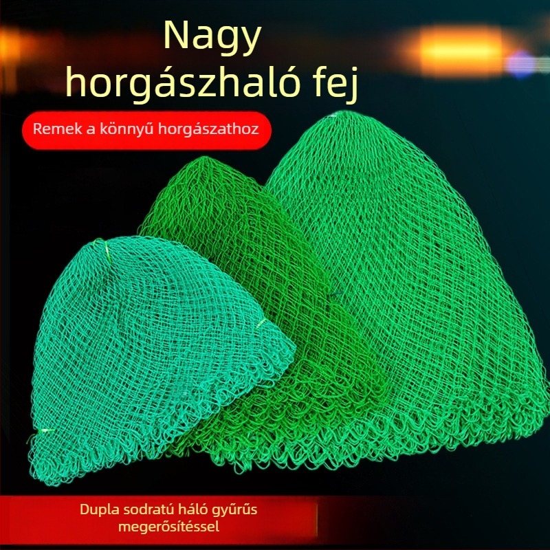 Kézzel szőtt nejlon háló merítőfej nagy kék hálóval és zsebbel