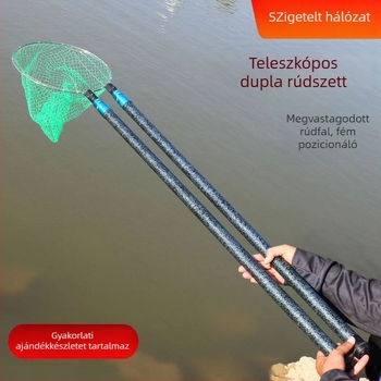 Szigetelt üvegszálas teleszkópos hálófogó rúd, kettős készlet, extra vastag, kihúzható