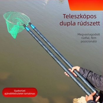 Szigetelt üvegszálas teleszkópos hálófogó rúd, kettős készlet, extra vastag, kihúzható