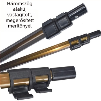 Teleszkópos alumínium‑ötvözetű háromszög alakú merítőnyél zárócsattal, 3–4 m hosszú, horgász kiegészítő