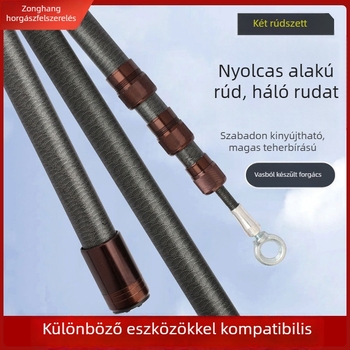 Üvegszálas teleszkópos hálózó rúd – többfunkciós horgászbot, modell 04