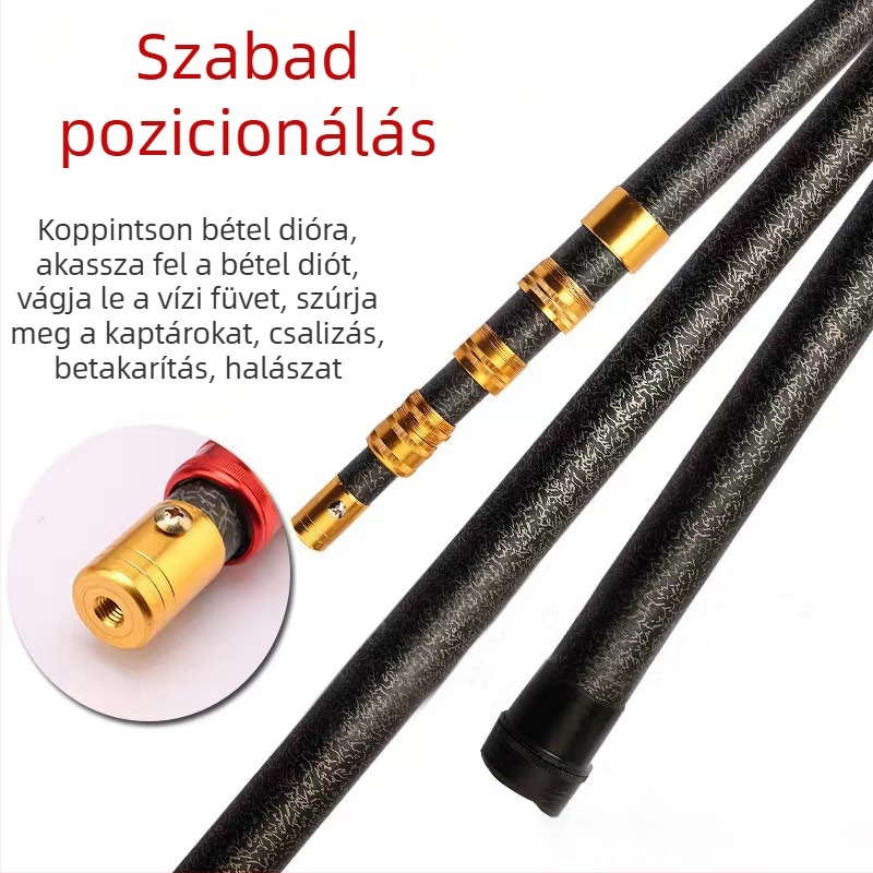 Üvegszálas teleszkópos horgászbot hálóhoz, többfunkciós bot nagy halakhoz, 6-8 m