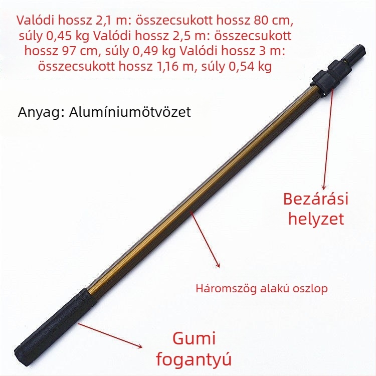 Háromszög fejű horgászhálónyél rozsdamentes acélból és alumíniumötvözetből, nagy halakhoz