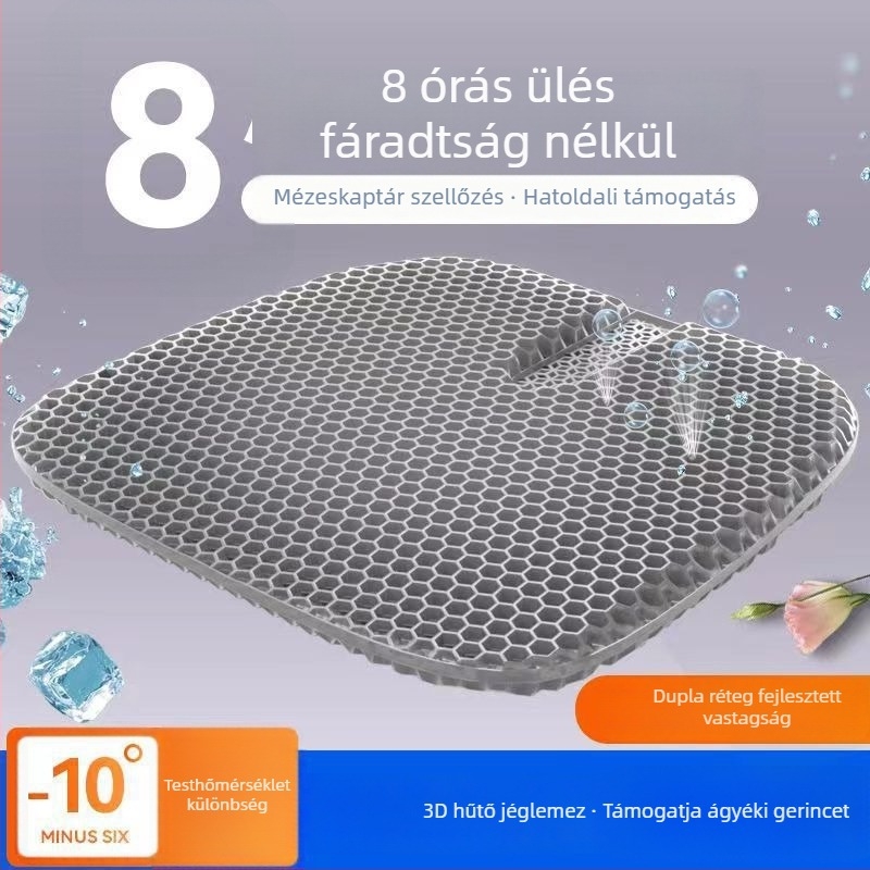 U-alakú autóülés párna géltöltettel, poliészter anyagból, hűtő és légáteresztő, testre szabható, modern minimalista stílus