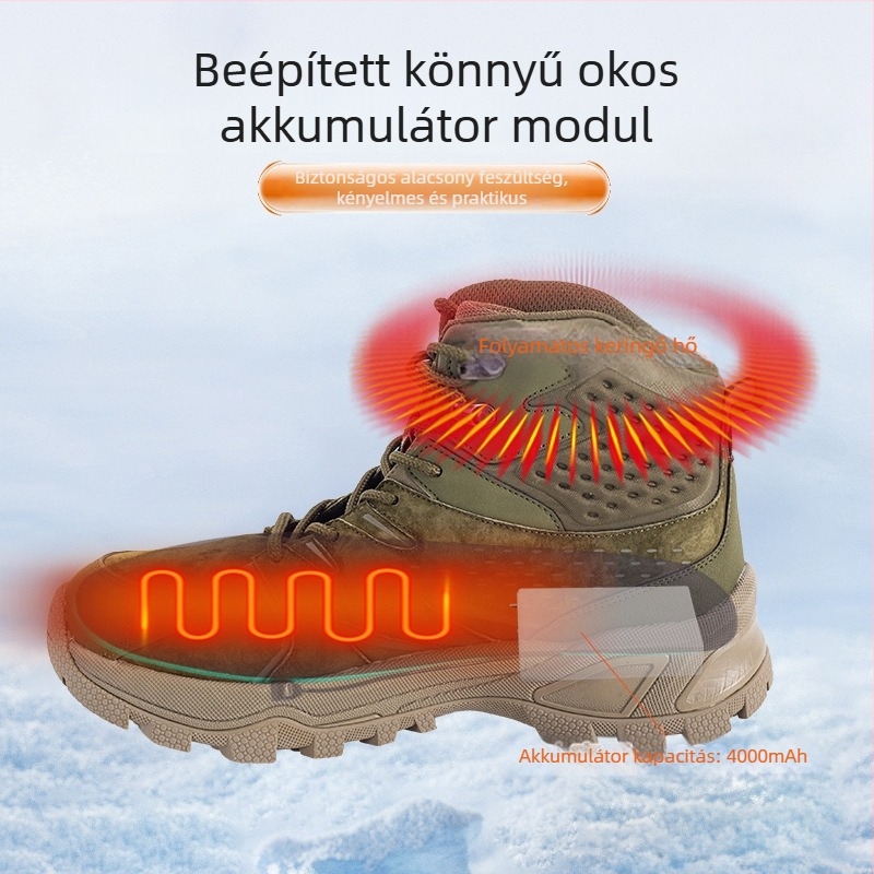 Fűtött papucs kültéri sétához, állítható hőmérséklet, USB-töltés, uniszex, valódi bőr felsőrész, EVA talp