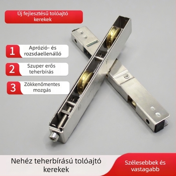 Csúszó ajtó görgő készlet — rozsdamentes acél, műanyag‑acél és alumínium ötvözet konstrukció; Modell: Plastic steel long wheel set; Kötélvezető csatorna sugara: 1; Termékkód: F7mjs579h9jt; Stílus: Modern minimalist