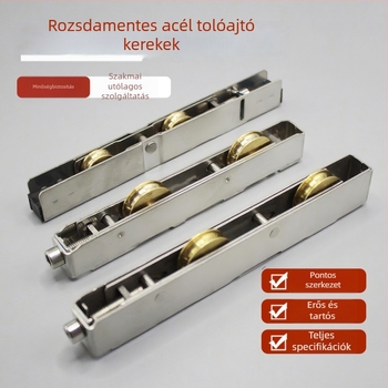 Csúszó ajtó görgő készlet — rozsdamentes acél, műanyag‑acél és alumínium ötvözet konstrukció; Modell: Plastic steel long wheel set; Kötélvezető csatorna sugara: 1; Termékkód: F7mjs579h9jt; Stílus: Modern minimalist