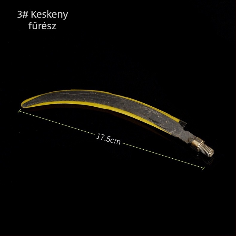 Hordozható, többméretű halászati készlet: hálóoszlop, fűnyíró kés, kis kasza, horgonykés és halászati kellékek