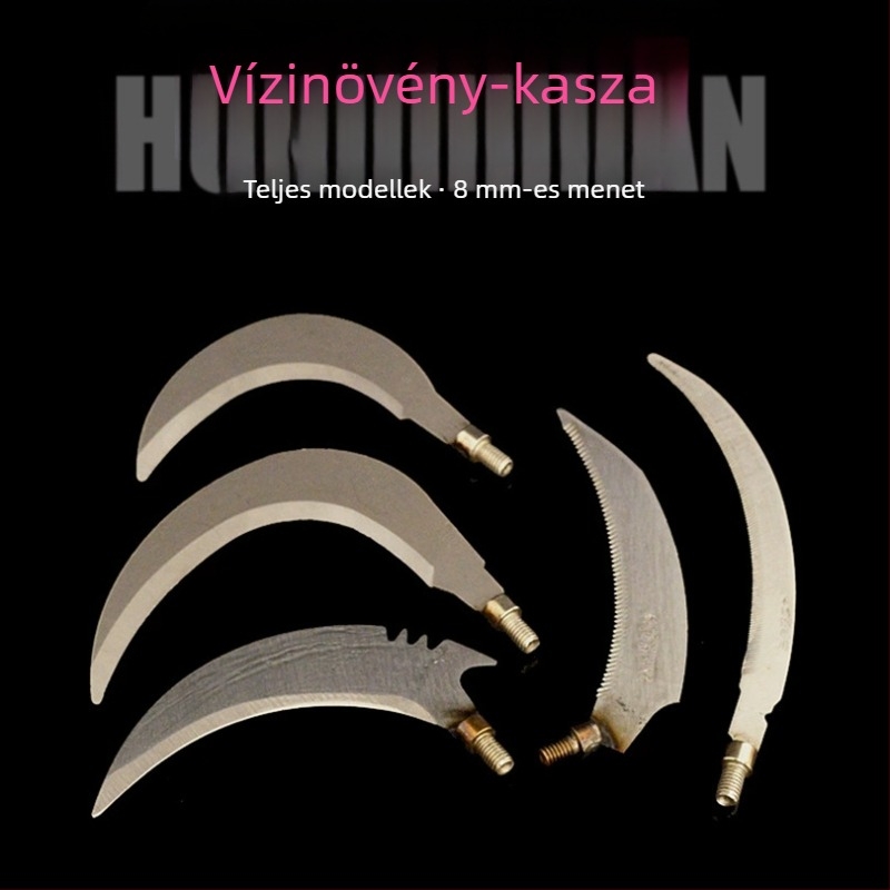 Hordozható, többméretű halászati készlet: hálóoszlop, fűnyíró kés, kis kasza, horgonykés és halászati kellékek