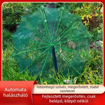 Összecsukható édesvízi horgászketrec—nylon anyag; 13 cm nyílás; 25 cm mélység; finom háló; teherbírás 10 kg