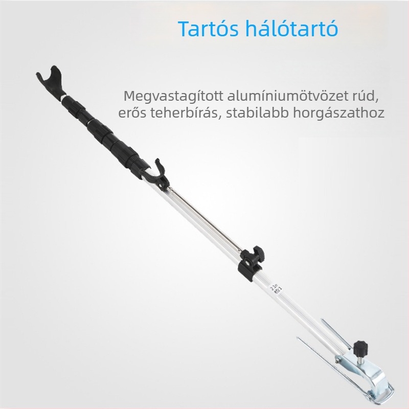 Alumínium ötvözetű horgászbot-tartó, állítható 1,7–2,1 m, merítőbot és egyéb tartozékok számára