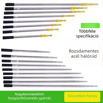Rozsdamentes acélból készült teleszkópos hálónyél halászathoz és vízi növényzethez
