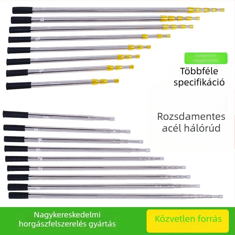 Rozsdamentes acélból készült teleszkópos hálónyél halászathoz és vízi növényzethez