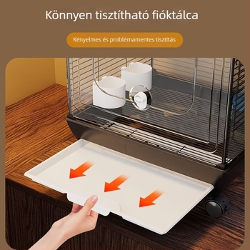 Luxus papagájketrec villa otthoni használatra, két‑szintes akrilból, fröcsönzésálló dizájn, menekülésbiztos kivitelezés, gördítő rendszer, tartozékokkal