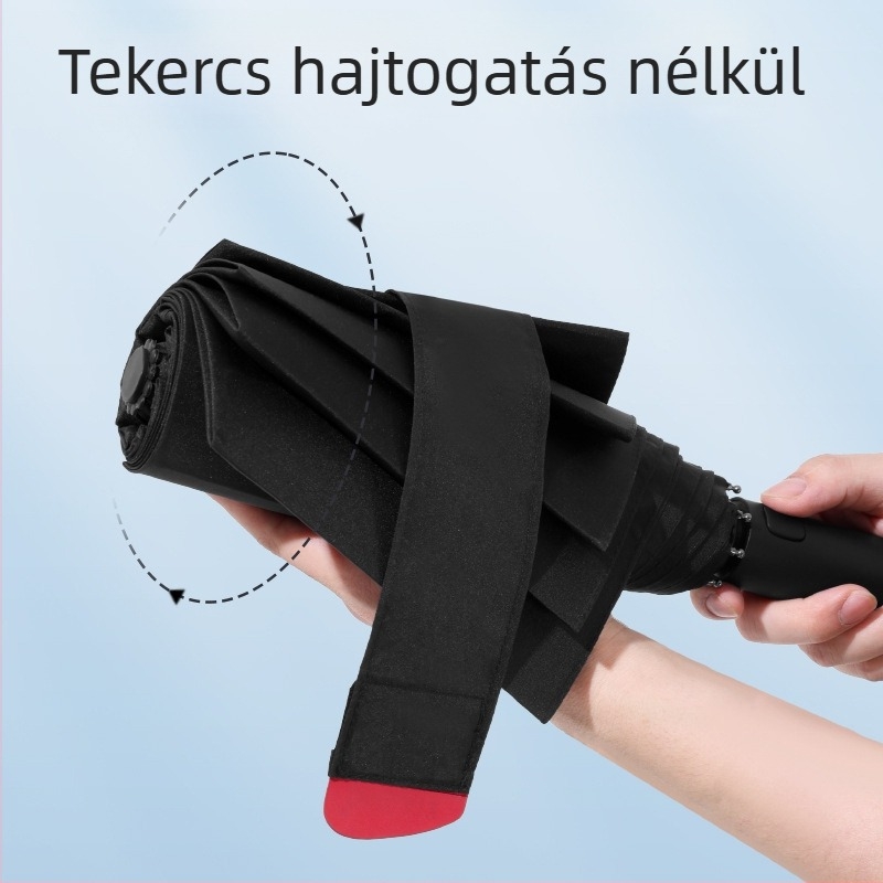 Automata nyitású esernyő, 8 bordás keret, 210T szövet, acél nyél, műanyag fogantyú, UV védelem UPF>30