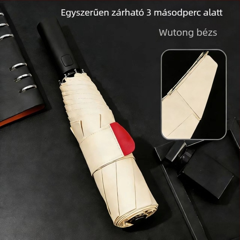 Automata nyitású esernyő, 8 bordás keret, 210T szövet, acél nyél, műanyag fogantyú, UV védelem UPF>30