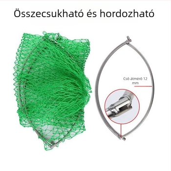 Nemesacélből készült merítőháló gyűrű, vastított hegesztett integrált fej, üreges összecsukható hálófej