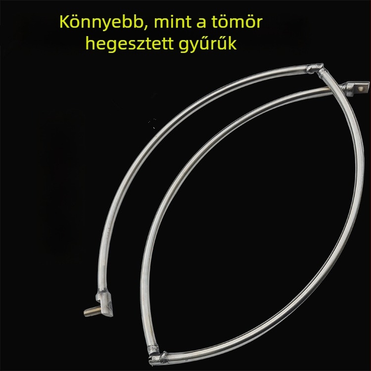 Nemesacélből készült merítőháló gyűrű, vastított hegesztett integrált fej, üreges összecsukható hálófej