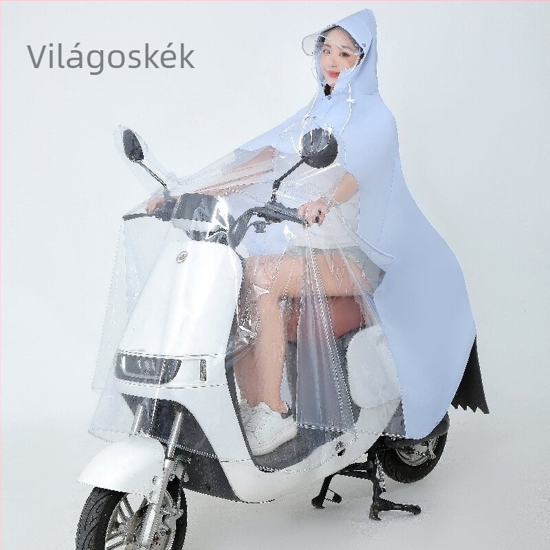 Átlátszó PVC esőköpeny elektromos járművekhez és motorkerékpárokhoz, egyszemélyes, vízálló, PVC anyagú, tömege kb. 1,1 kg