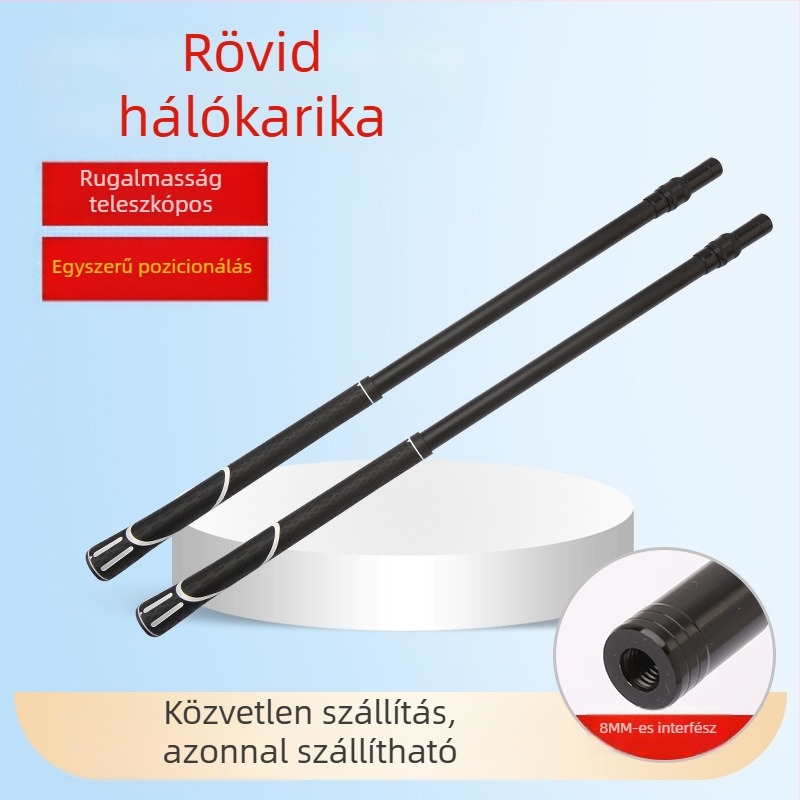 Karbonszálas teleszkópos hálófogó pálca horgászathoz, rögzített helyzetével és univerzális csavaros csatlakozóval, gyermekeknek, többfunkciós