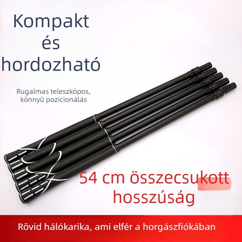 Karbonszálas teleszkópos hálófogó pálca horgászathoz, rögzített helyzetével és univerzális csavaros csatlakozóval, gyermekeknek, többfunkciós